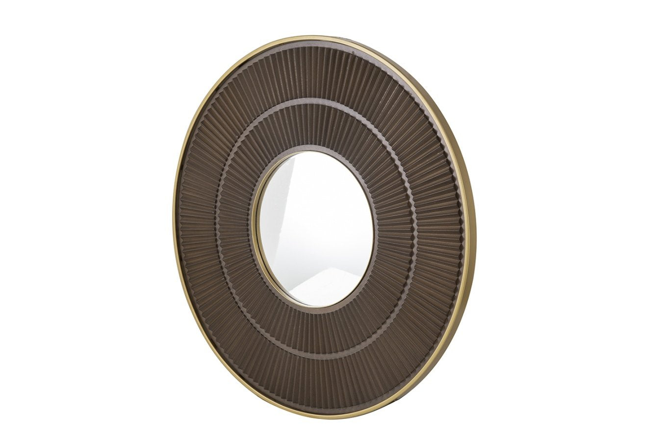 Round Carved Brown Mirror