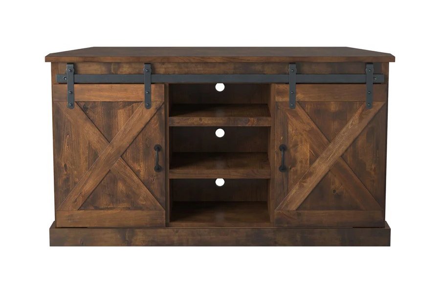 Farmhouse Aged Whiskey 56 Inch Corner TV Console