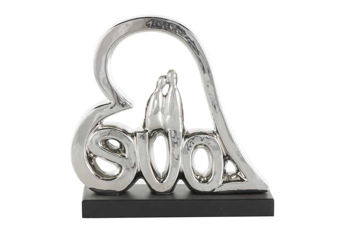 Silver Ceramic Love Sculpture