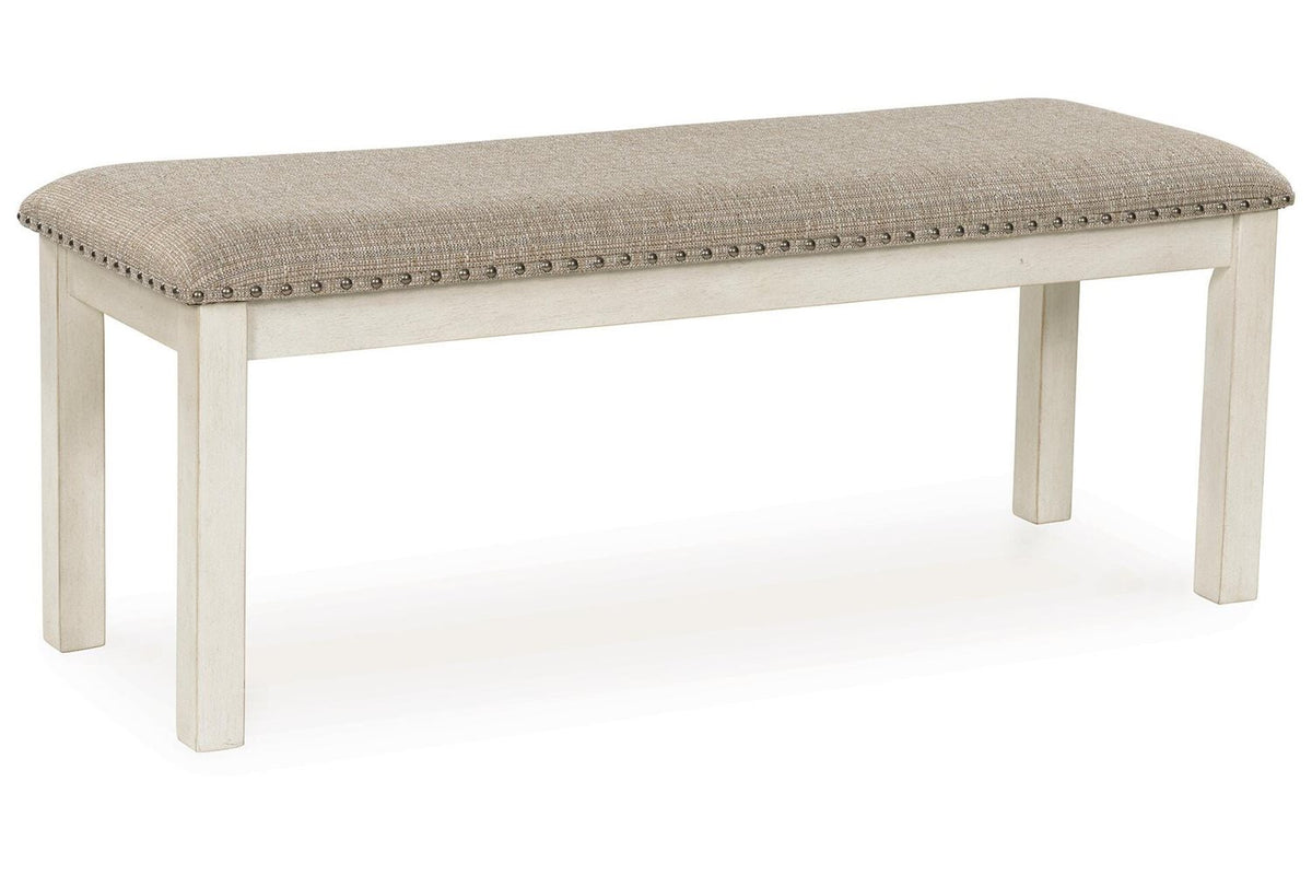 Robbinsdale Antique White Upholstered Dining Bench