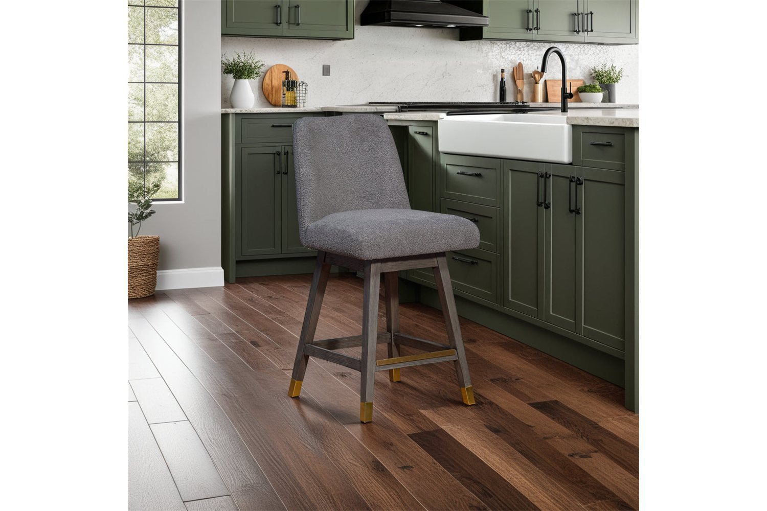 Amelia Beige Swivel Barstool