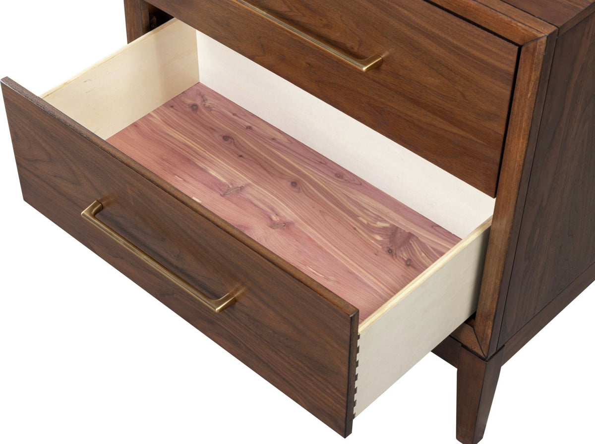 Jasper Modern Walnut 2 Drawer Nightstand