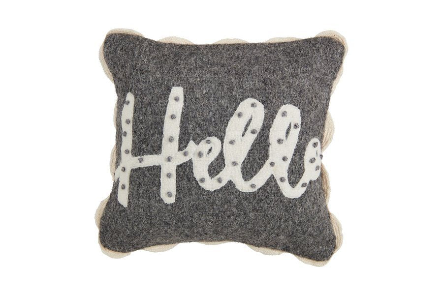 Mini Hello Felted Wool Pillow
