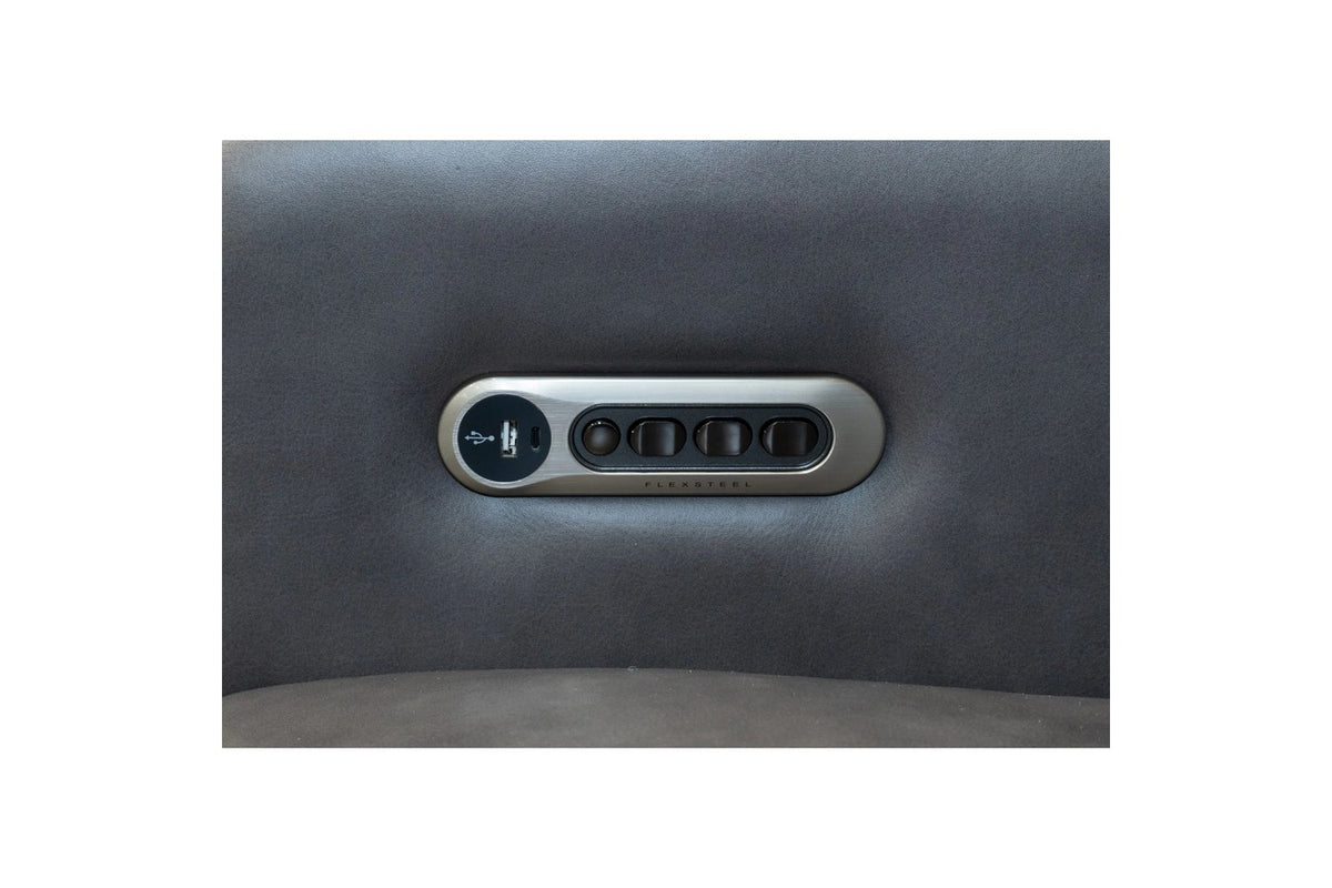 Wyatt Gunmetal Leather Power Recliner with Power Headrest and Lumbar