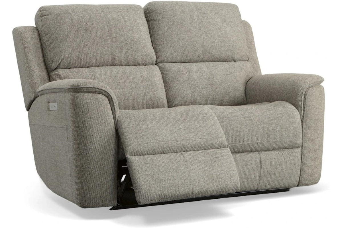 Henry Fog Gray Power Reclining Loveseat with Power Headrests and Lumbar