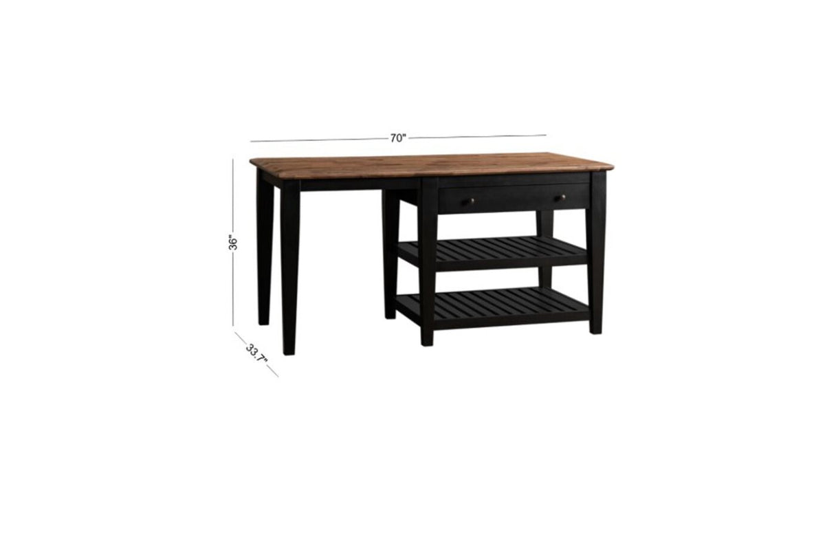 70 Inch Kitchen Island with Rack