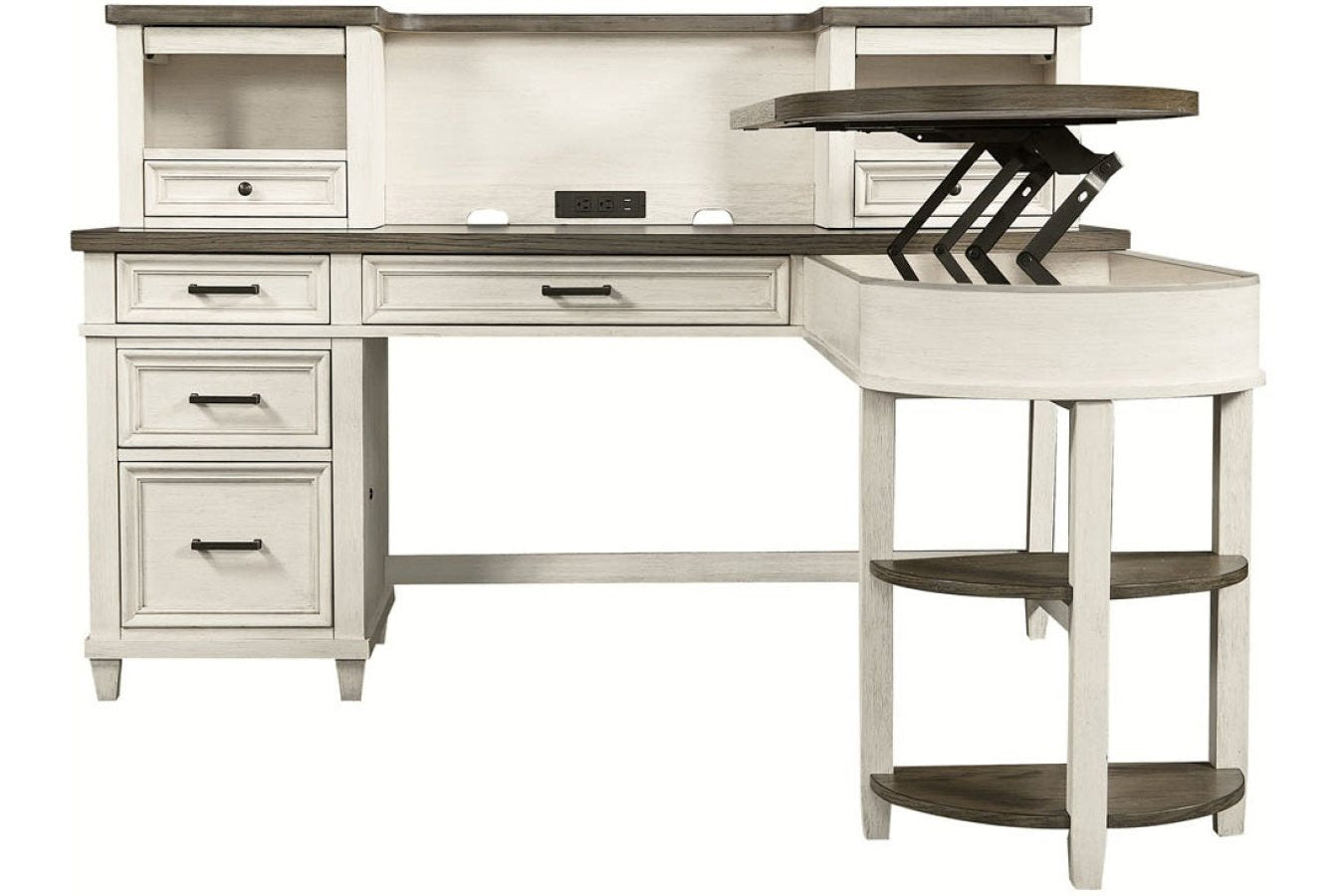 Caraway Pedestal Desk & Return With Hutch
