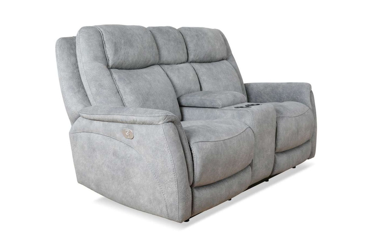 Linus Hudson Grey Power Zero Gravity Console Loveseat