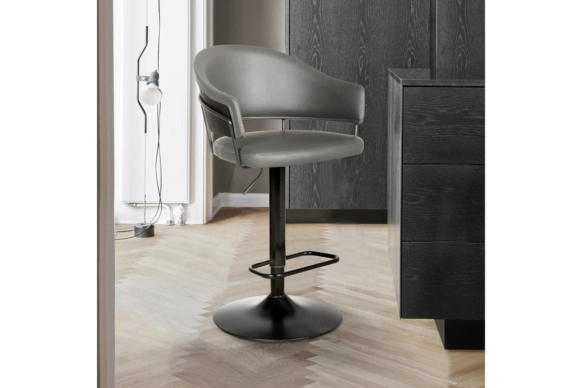 Brody Adjustable Gray Swivel Barstool