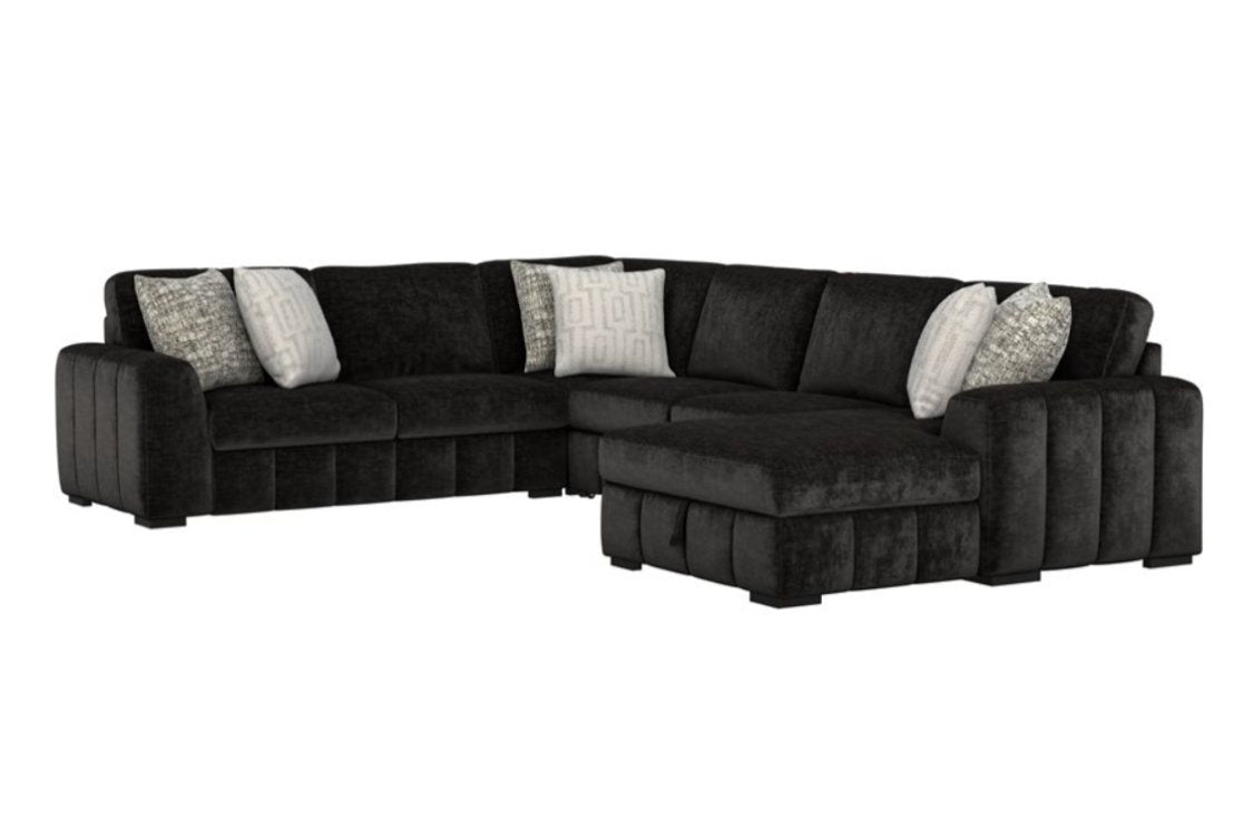 Ritchie 4 Pc Sectional w/ Sleeper Loveseat - Black