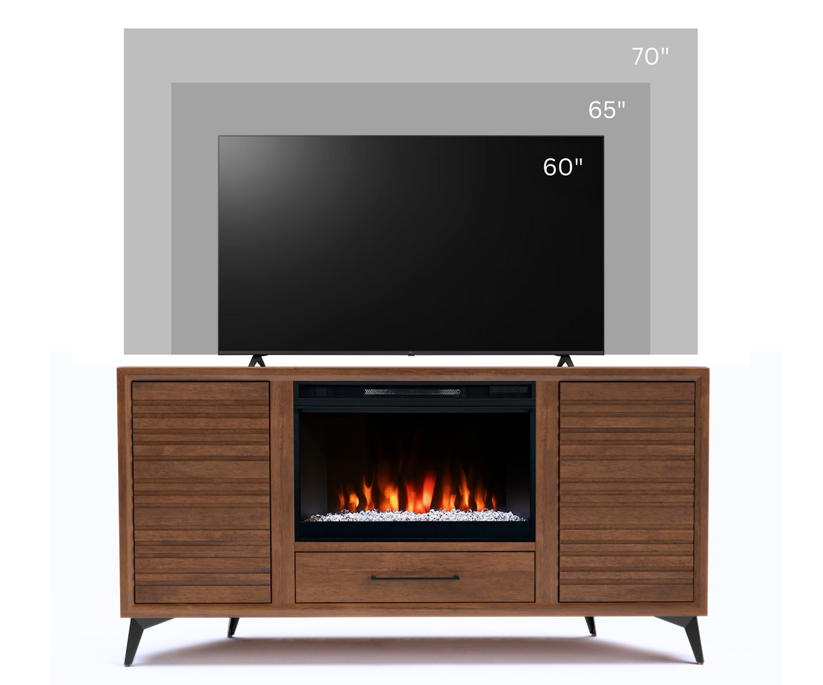 Malibu Bourbon 64 Inch Corner Fireplace Console