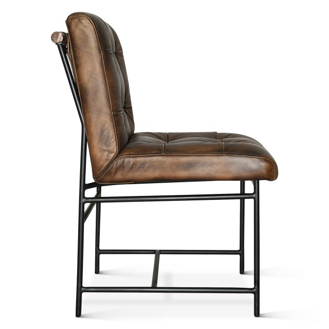 Essex Stockton Antique Whiskey Leather Dining Chair