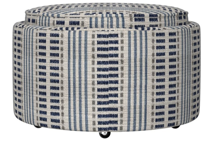 Casey Blue Oval Ottoman w/ Storage