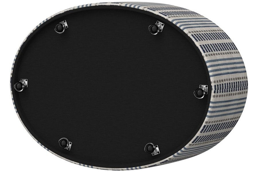 Casey Blue Oval Ottoman w/ Storage