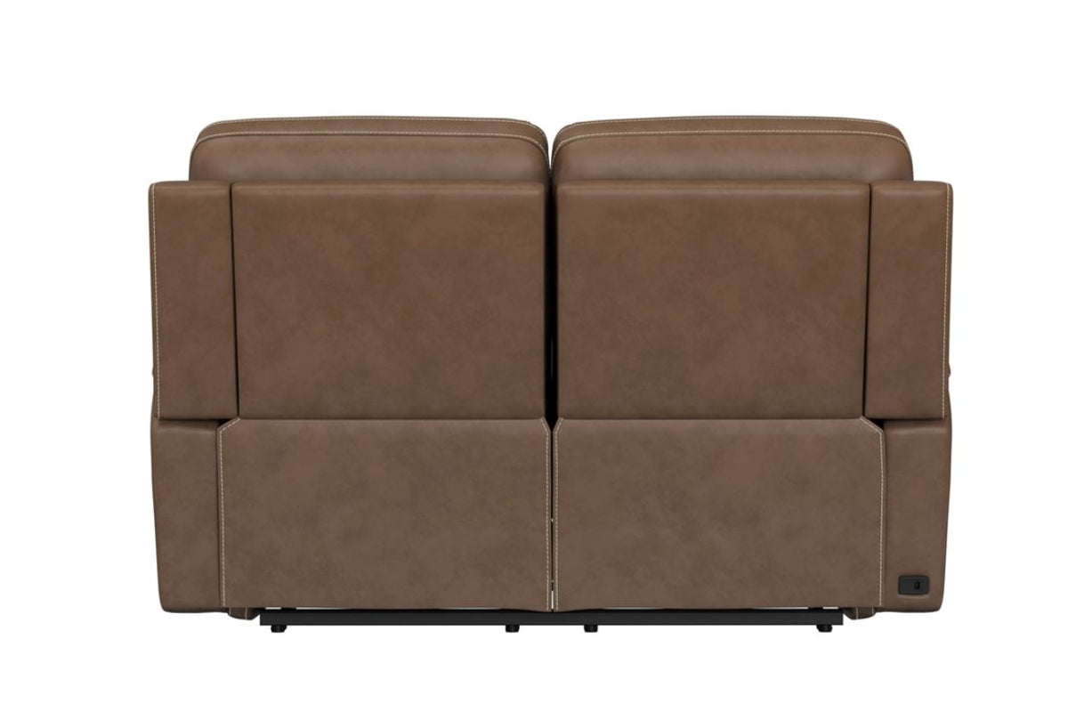 Wells Brown Leather Zero Gravity Loveseat with Heat and Massage