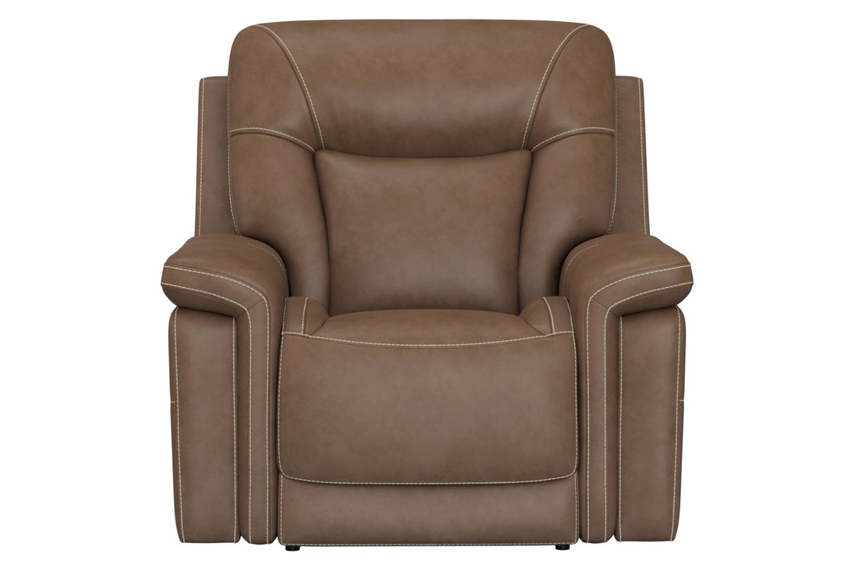 Wells Brown Leather Zero Gravity Recliner with Heat and Massage