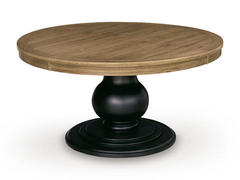 Ridgester Natural and Black Round Pedestal Dining Table