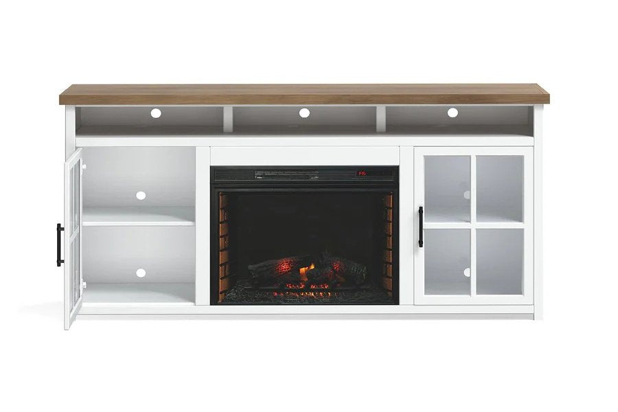 Hampton White 74 Inch Fireplace Console
