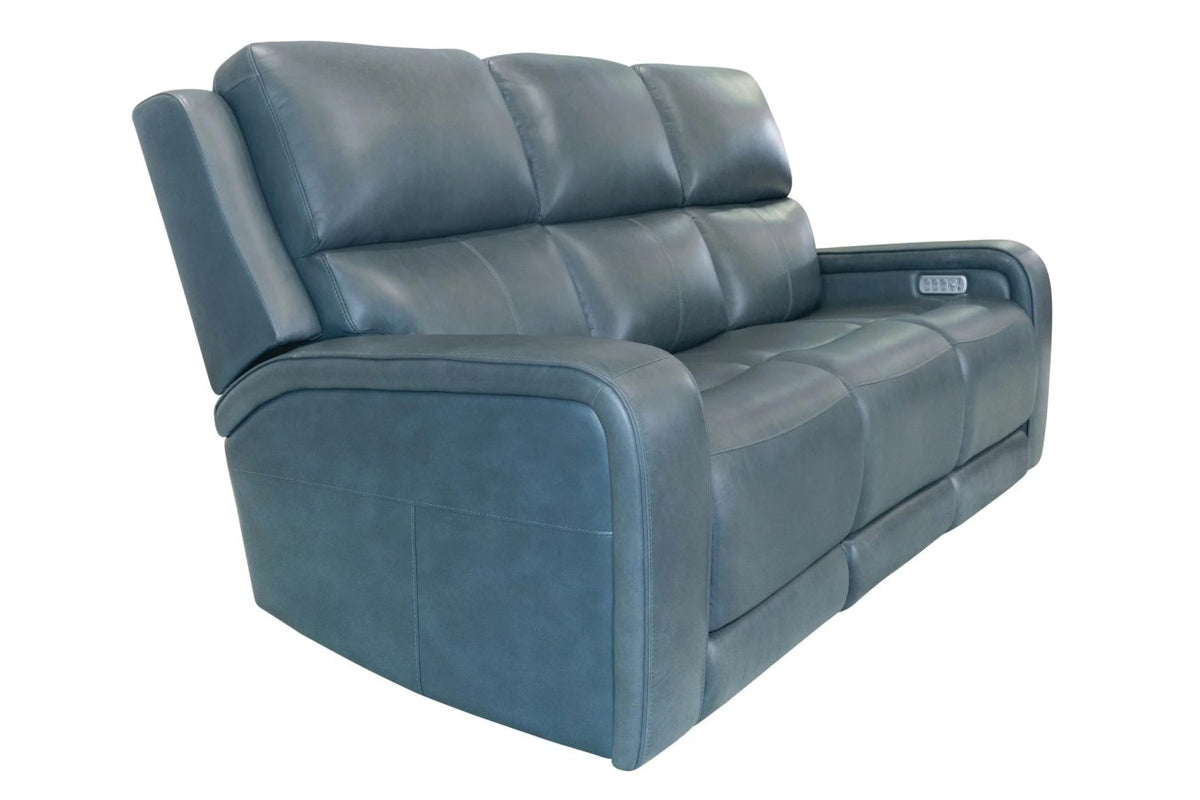 Oasis Storm Leather Power Reclining Sofa with Heat and Massage
