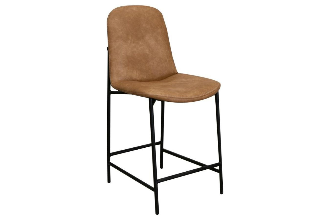 Cognac Faux Leather Barstool