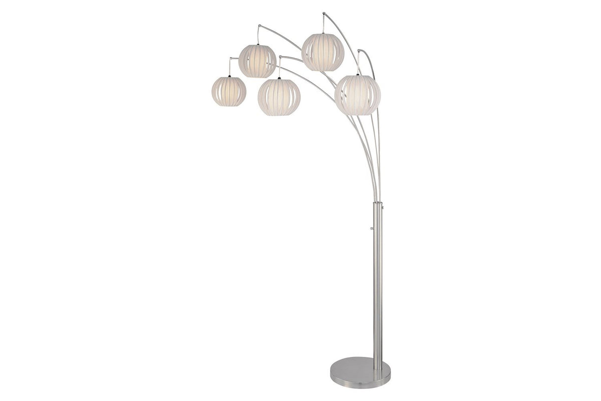 Deion Polished Steel 5-Light Arc Floor Lamp