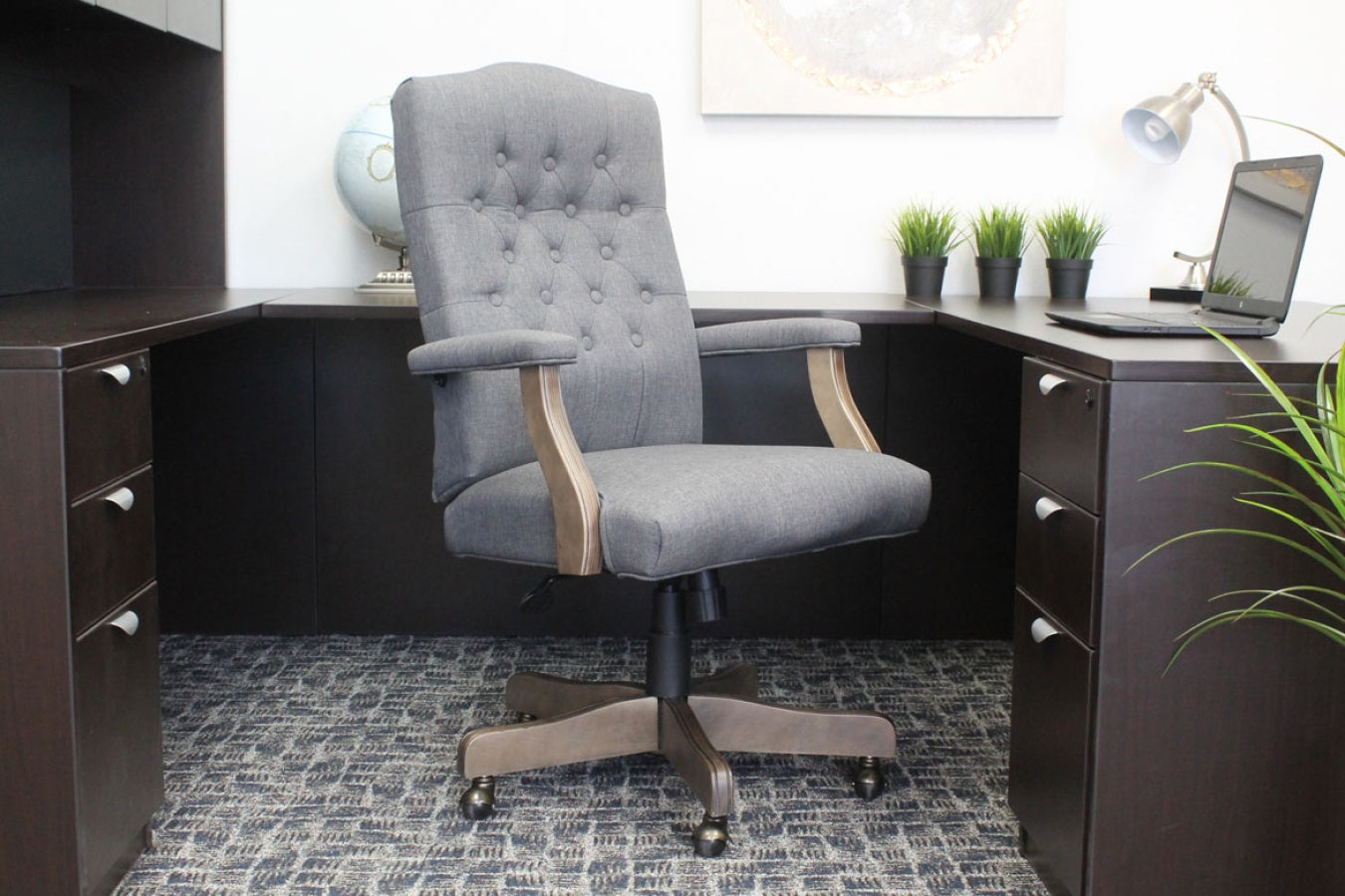 Executive Slate Grey Linen Chair