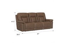 Wells Brown Leather Zero Gravity Sofa with Heat and Massage